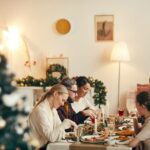 Small Group Gathered around a holiday meal.