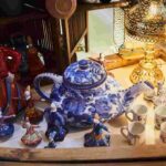 Display of vintage ceramic collection.